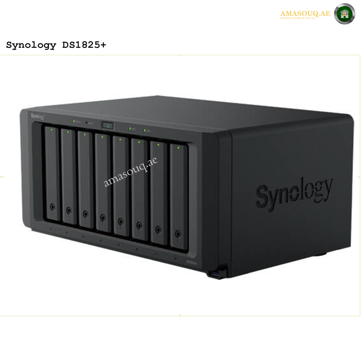 Synology DiskStation DS1825+ 8-Bay NAS Front View | DS1825+. Synology DS1825+ NAS device on a white background