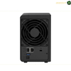 Synology DS225+ 2-Bay NAS Storage with 2.5GbE LAN | DS225+. Black electronic device with a fan on a white background
