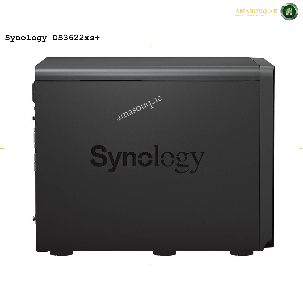 Synology DS3622xs+ 12-Bay Desktop NAS Front View | DS3622xs+. Synology DS3622xs+ NAS device on a white background