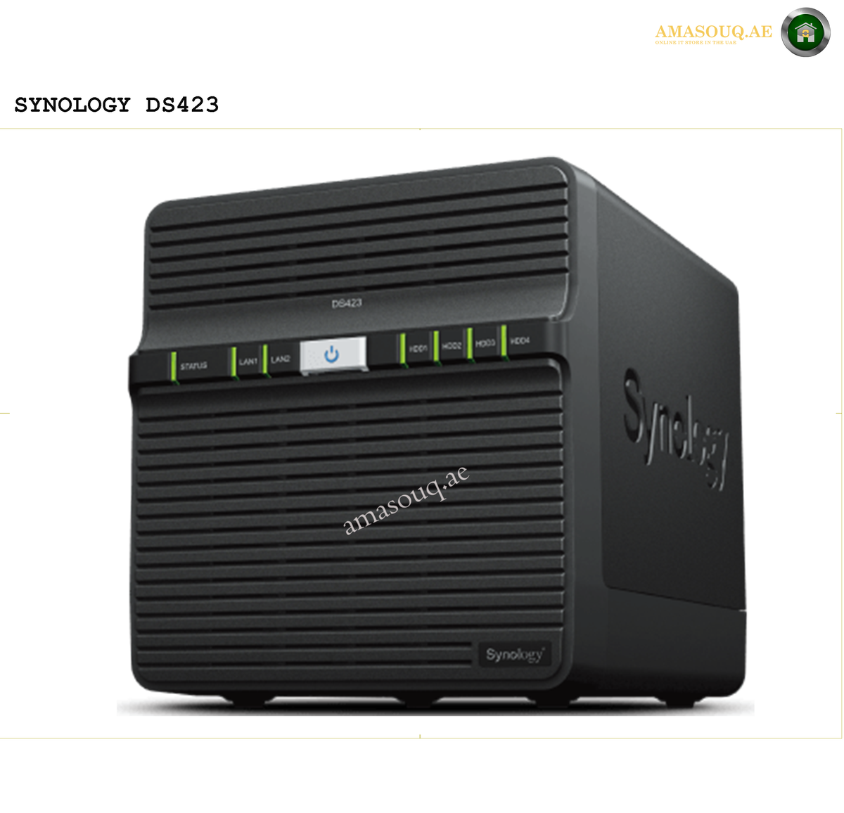 Synology DiskStation DS423 4-B. Synology DS423 network storage device on a white background