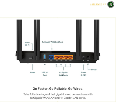TP-Link Archer AX56 Black Wi-Fi 6 Router Front View