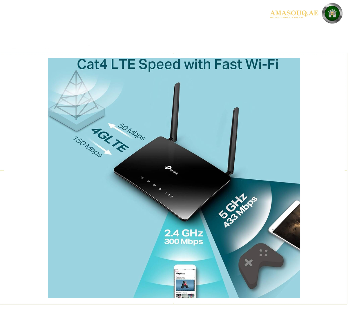 TP-Link Archer MR200 Router with Two External 4G LTE Antennas