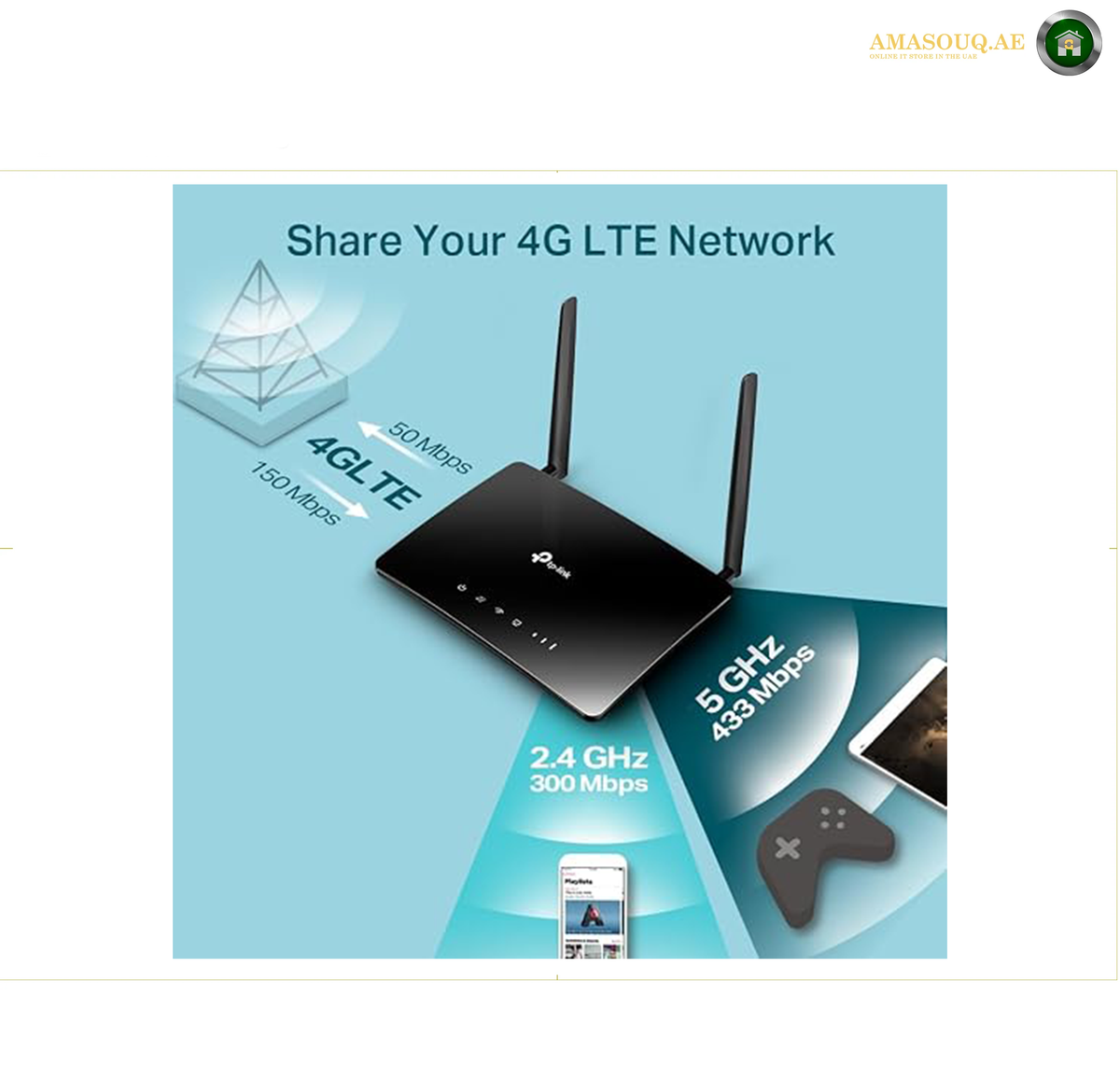 TP-Link Archer MR402 Router with Two External 4G LTE Antennas