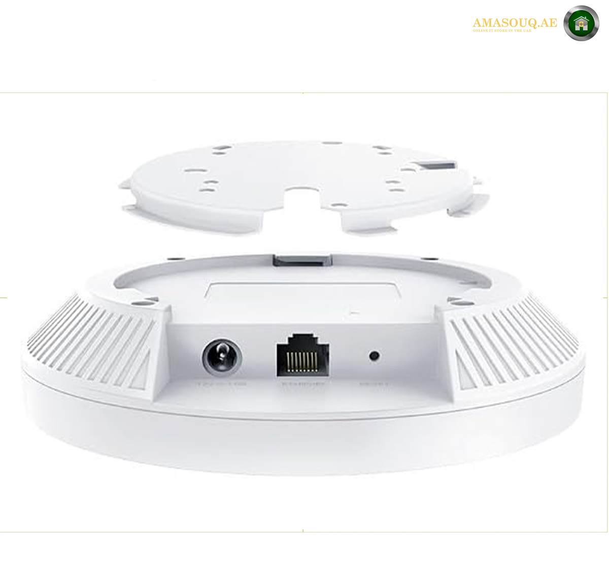 MU-MIMO technology. A white Omada wireless signal jammer with two vertical antennas, shown on a plain white background with a faint watermark in the top right corner.