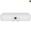 P-Link EAP772-Outdoor BE9300 Wi-Fi 7 access point with up to 9335 Mbps combined theoretical speed. A white network projector shown from the front on a white background, featuring an Ethernet port, a small yellow indicator light, and a RESET button.