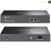 TP-Link Omada OC300 dual Gigabit Ethernet ports | OC300. Two views of a TP-Link Omada DC300 Enigma Hardware Controller in matte black, showing the front panel with Ethernet ports and the rear panel with power input, on a white background.