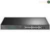 TP-Link TL-SG1218MP | 18-Port Gigabit Rackmount PoE+ Switch. A TP-Link network switch with eight RJ45 ports and two SFP ports, shown from a front-facing perspective on a white background.