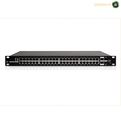 Ubiquiti EdgeSwitch 48 PoE 1U High Rackmount Switch, 48x 10/100/1000 Mb/s, 2x 1/10 Gb/s SFP+, & 2x 1 Gb/s SFP Ethernet Ports, 70Gb/s Non-Blocking Throughput, Black | ES-48-500W