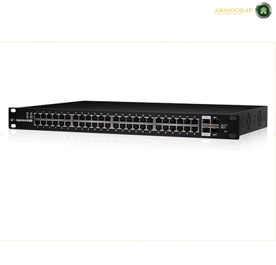 Ubiquiti EdgeSwitch 48 PoE 1U High Rackmount Switch, 48x 10/100/1000 Mb/s, 2x 1/10 Gb/s SFP+, & 2x 1 Gb/s SFP Ethernet Ports, 70Gb/s Non-Blocking Throughput, Black | ES-48-500W