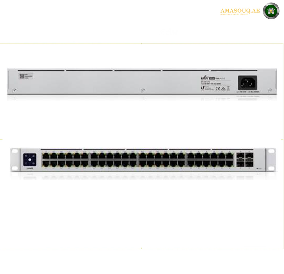 Ubiquiti Networks UniFi USW-48-POE 48-Port Gigabit PoE+ Compliant Managed Switch, 104 Gbps Switching Capacity, 195W PoE Power, Layer 2 Management, -5 to 40°C Operating Temperature | USW-48-POE
