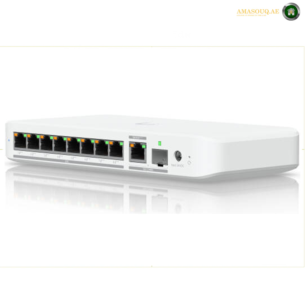 Ubiquiti Flex 2.5G PoE Switch, 8x 2.5 GbE RJ45 Ports, 60Gbps Switching Capacity, 196W PoE Budget, Port Isolation & Mirroring, Flow & Storm Control, White | USW-Flex-2.5G-8-PoE