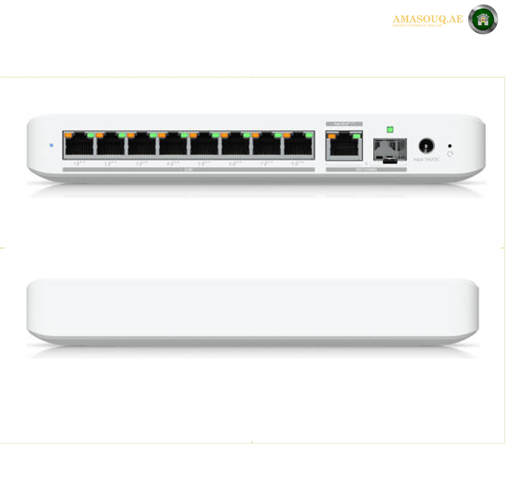 Ubiquiti Flex 2.5G PoE Switch, 8x 2.5 GbE RJ45 Ports, 60Gbps Switching Capacity, 196W PoE Budget, Port Isolation & Mirroring, Flow & Storm Control, White | USW-Flex-2.5G-8-PoE
