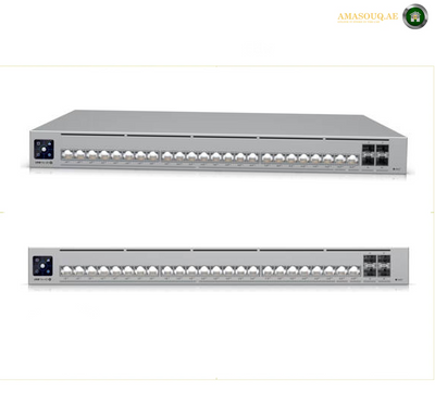 Ubiquiti UniFi Pro HD 24 PoE Layer 3 Etherlighting Switch, 24-Port 2.5G/10G PoE++, 600W PoE Budget, 4 10G SFP+ Uplinks, Rackmount, Managed Network Switch, Gray/Silver |